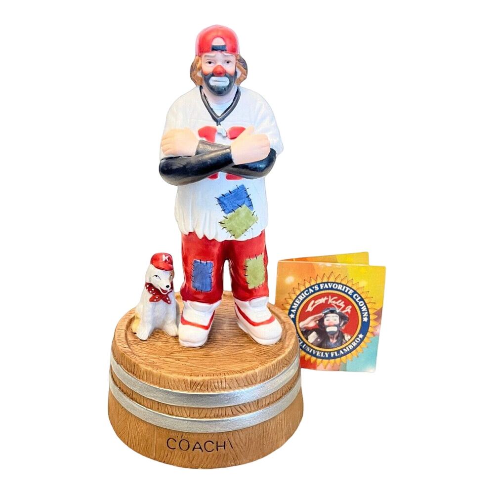 Emmett Kelly Baseball Clown Music Box San Francisco Co Sports Coach Dog 90s Vtg